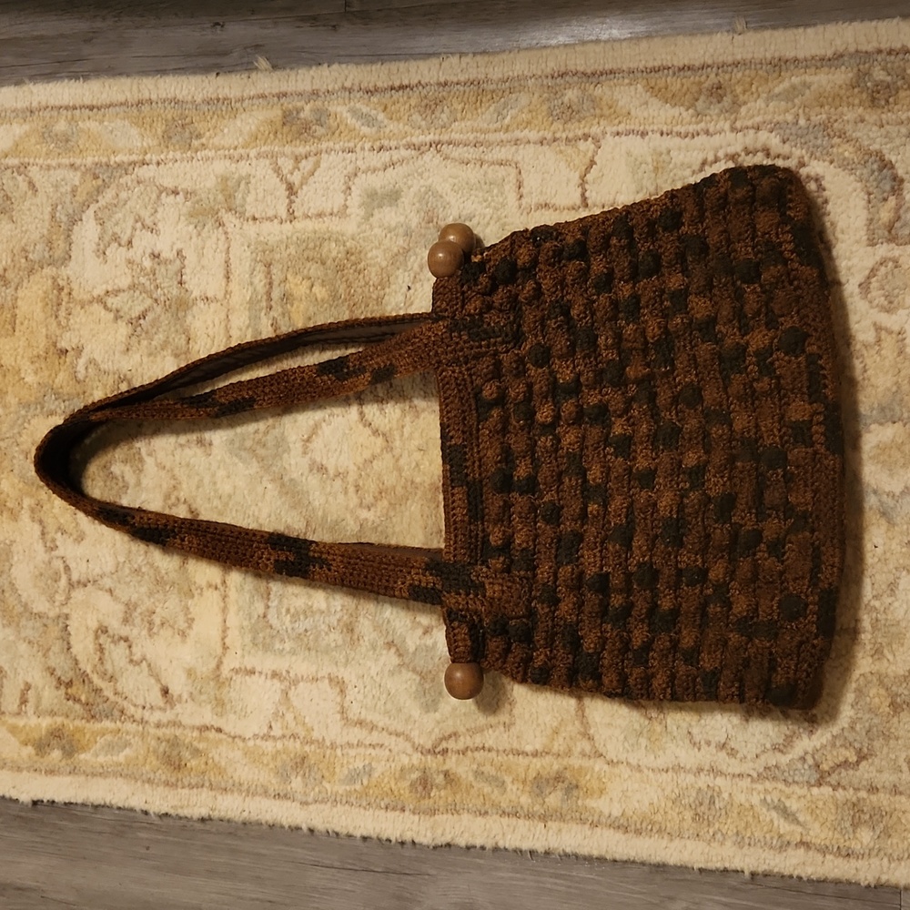 Genuine Vintage 1970s Macrame Purse 12 in. X 14 in.
